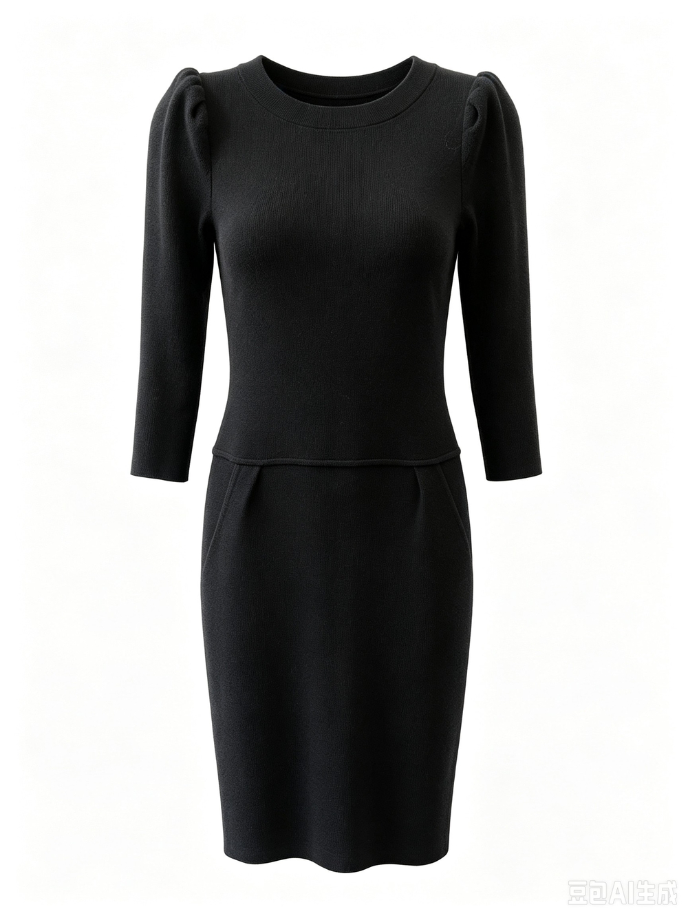 Skaist Taylor Black Puff-Sleeve Sheath Dress